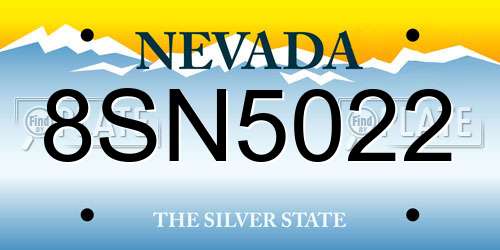 8SN5022 Nevada License Plate