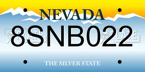 8SNB022 Nevada License Plate