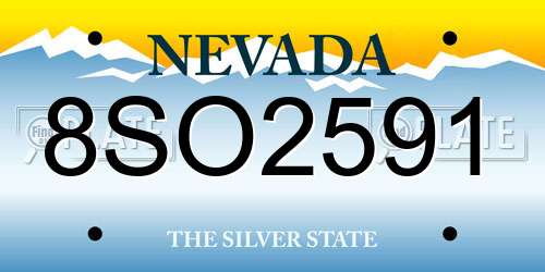 8SO2591 Nevada License Plate
