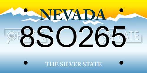 8SO265 Nevada License Plate