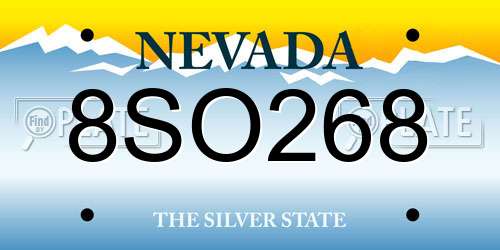 8SO268 Nevada License Plate