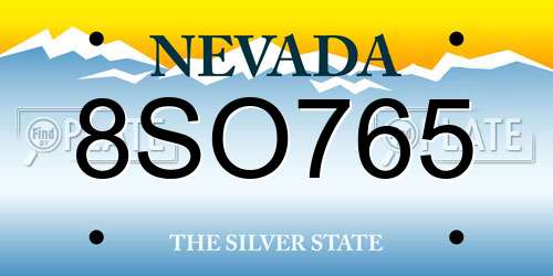 8SO765 Nevada License Plate