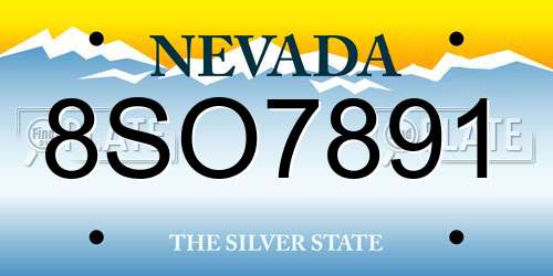 8SO7891 Nevada License Plate