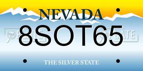 8SOT65 Nevada License Plate