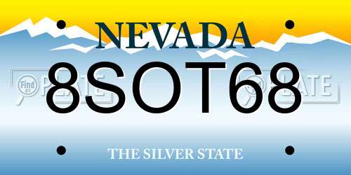 8SOT68 Nevada License Plate