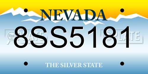 8SS5181 Nevada License Plate