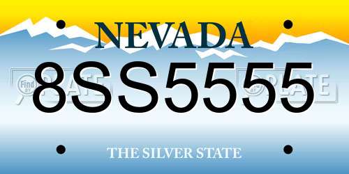 8SS5555 Nevada License Plate