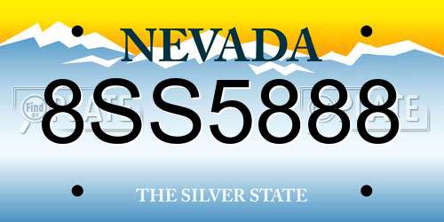 8SS5888 Nevada License Plate