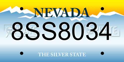 8SS8034 Nevada License Plate
