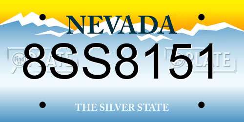 8SS8151 Nevada License Plate