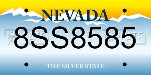 8SS8585 Nevada License Plate