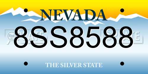 8SS8588 Nevada License Plate