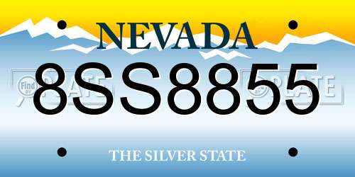 8SS8855 Nevada License Plate
