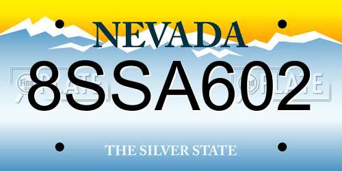 8SSA602 Nevada License Plate