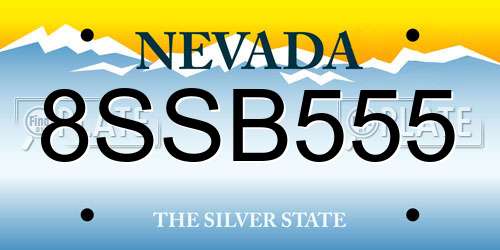 8SSB555 Nevada License Plate