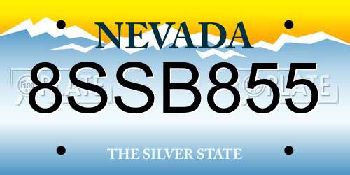 8SSB855 Nevada License Plate