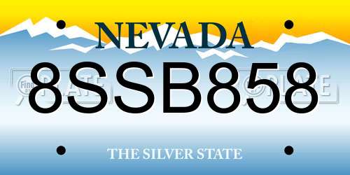 8SSB858 Nevada License Plate