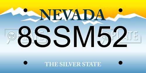 8SSM52 Nevada License Plate