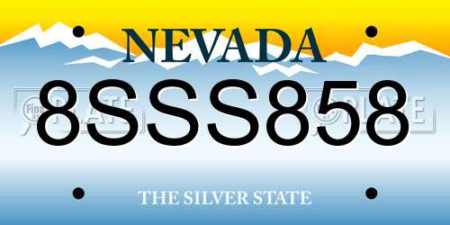 8SSS858 Nevada License Plate