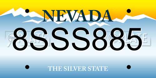 8SSS885 Nevada License Plate
