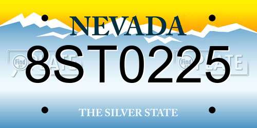 8ST0225 Nevada License Plate