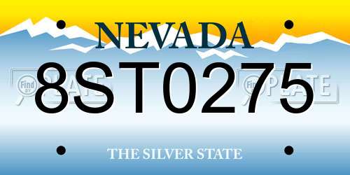 8ST0275 Nevada License Plate