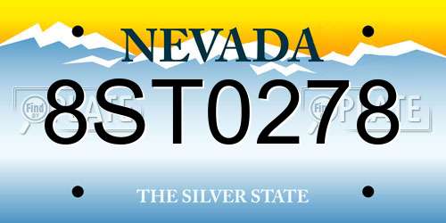 8ST0278 Nevada License Plate