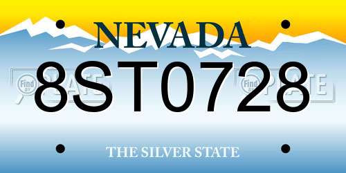 8ST0728 Nevada License Plate