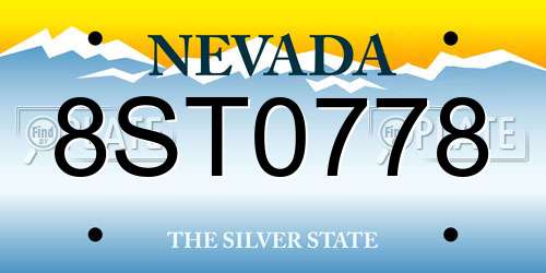 8ST0778 Nevada License Plate