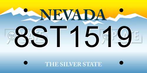 8ST1519 Nevada License Plate