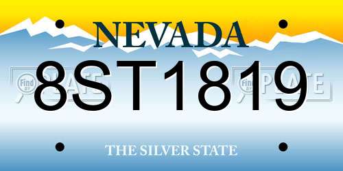 8ST1819 Nevada License Plate