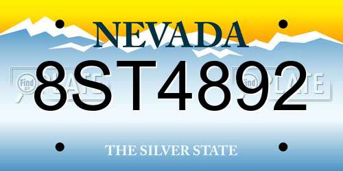8ST4892 Nevada License Plate