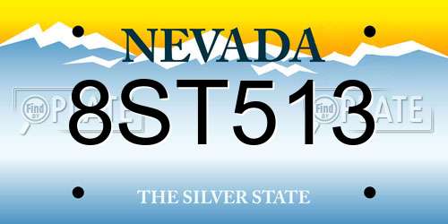 8ST513 Nevada License Plate