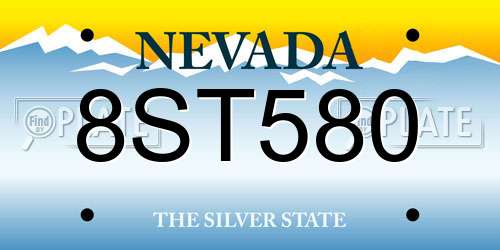 8ST580 Nevada License Plate