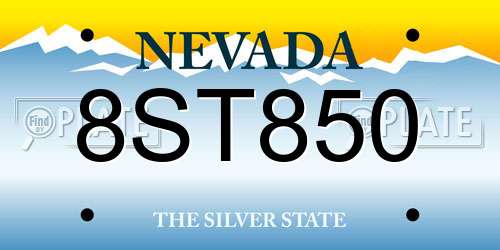 8ST850 Nevada License Plate