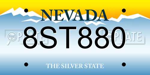 8ST880 Nevada License Plate