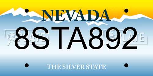 8STA892 Nevada License Plate