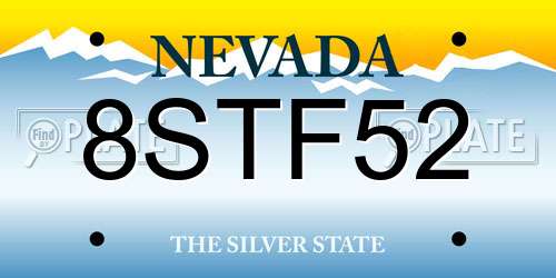 8STF52 Nevada License Plate