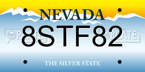 8STF82 Nevada License Plate