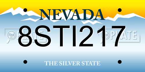 8STI217 Nevada License Plate