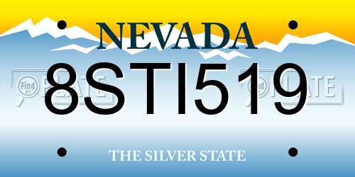 8STI519 Nevada License Plate