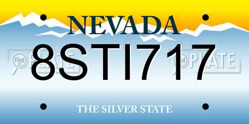 8STI717 Nevada License Plate