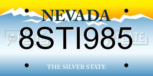 8STI985 Nevada License Plate