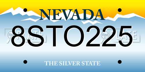 8STO225 Nevada License Plate