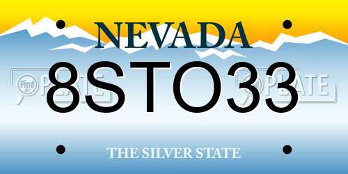 8STO33 Nevada License Plate