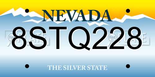 8STQ228 Nevada License Plate