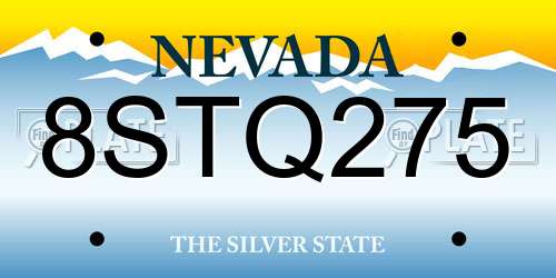 8STQ275 Nevada License Plate