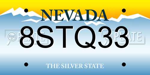 8STQ33 Nevada License Plate