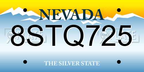 8STQ725 Nevada License Plate
