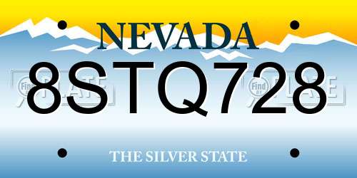8STQ728 Nevada License Plate